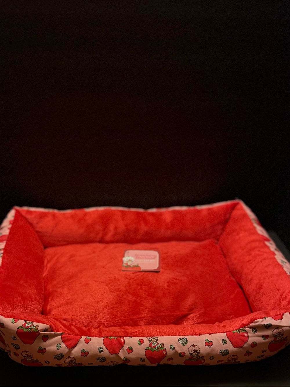 Plush Red Strawberry Print Pet Bed